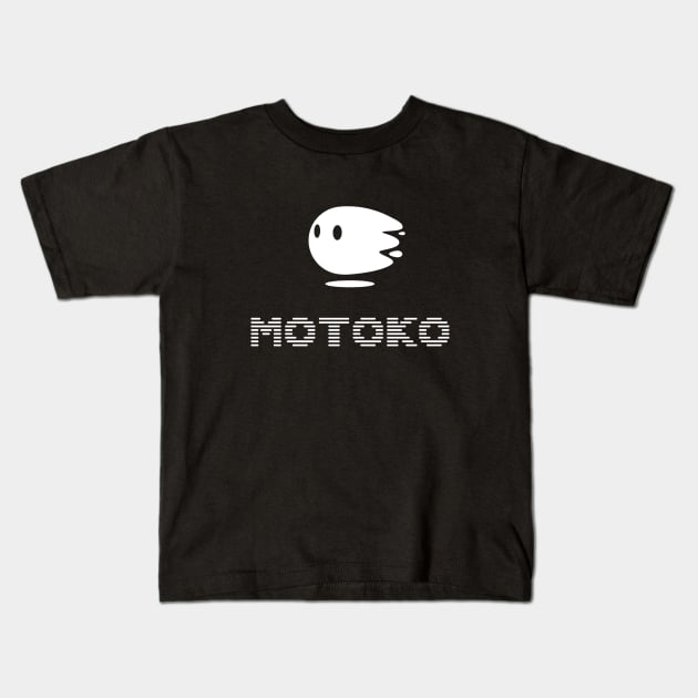 Motoko White Logo Kids T-Shirt by bradythearchitect
